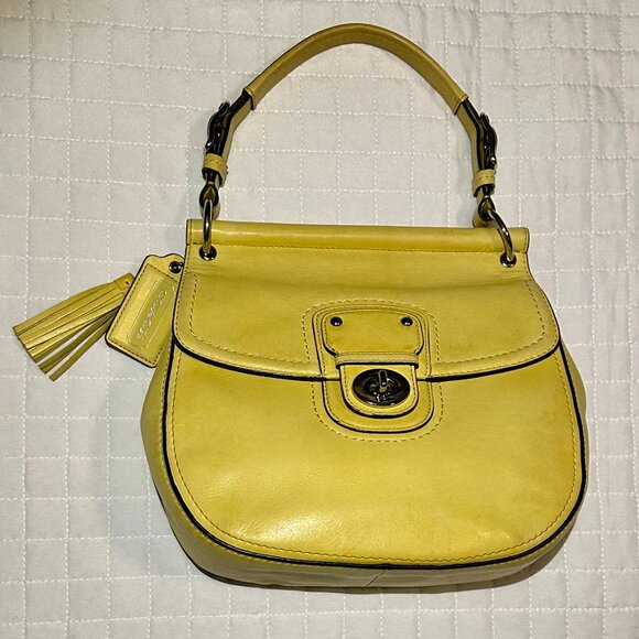 COACH 70th Anniversary Legacy Stripe Yellow Leather & Silver Willis19132 - Picture 5 of 16